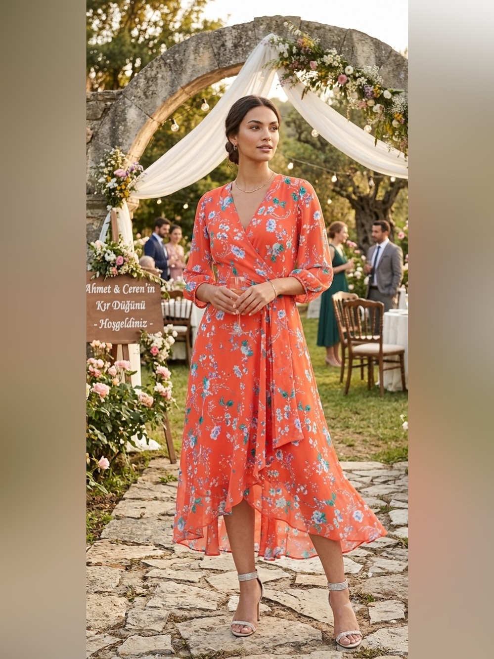 Calvin Klein LoveShackFancy Red Floral Maxi Dress